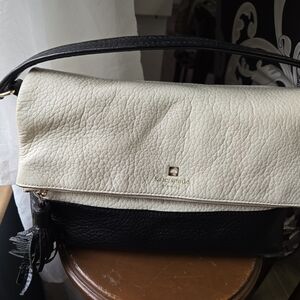 Kate Spade Black and Cream Leather Shoulder Bag